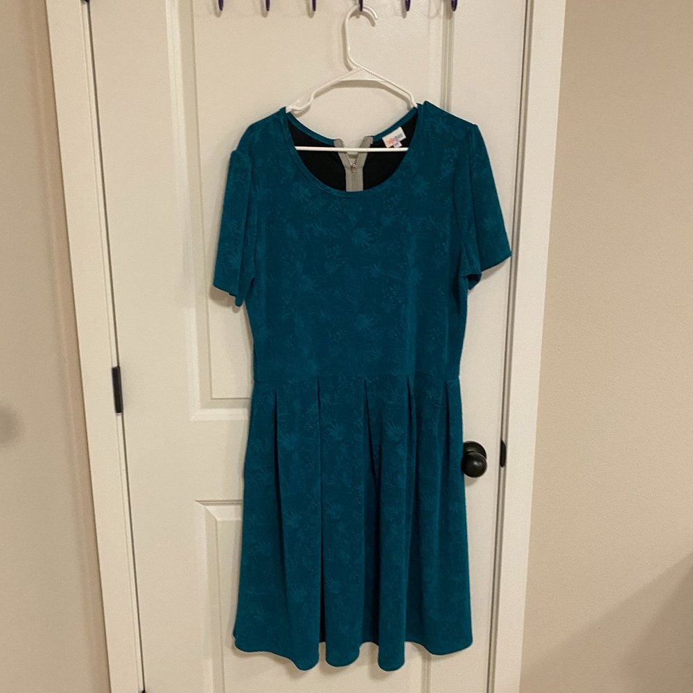 LuLaRoe Vault Amelia Dress with Pockets Teal 3XL